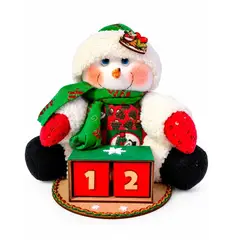 GENERICO - Muñeco de Nieve Navideño Artesanal con Calendario Decorativo 30 cm