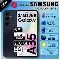 SAMSUNG - Celular Galaxy A35 5G 6.6" Pulg. 8GB RAM 256GB Android 14 - Negro