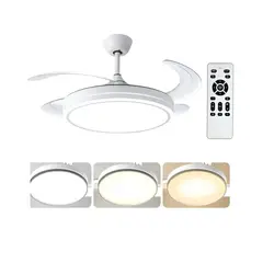 GENERICO - FOCO VENTILADOR DE TECHO RETRACTIL DE 42 PULGADAS LUZ LED ASPA RETRACTIL