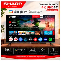 SHARP - Televisor 65" 4K UHD Google TV 4T-C65GL4060L- Modelo Nuevo