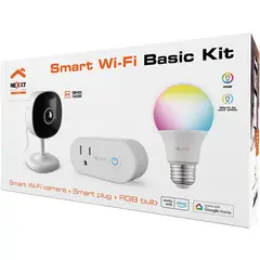 Nexxt Solutions - NHK-K118 Kit de Domotica Inteligente WIFI Camara 3MP 2K + Enchufe + Foco RGB