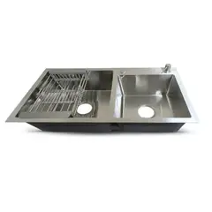 FRATELLI - LAVADERO DE COCINA SATINADO DOBLE POZA 78 X 43 X 23 CM PRM-7843S