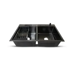 FRATELLI - LAVADERO DE COCINA ACERO 2 POZAS CON PORTA CUCHILLOS NEGRO PRM-8448B