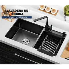 GENERICO - LAVADERO DE COCINA ACERO NEGRO 2 POZAS 80 X 43 X 23 CM UL35B-8043
