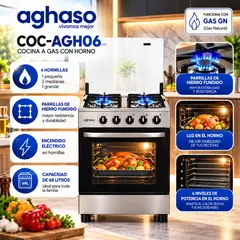 AGHASO - COCINA GN 4 HORNILLAS Y PARRILLAS DE HIERRO FUNDIDO COC-AGH06