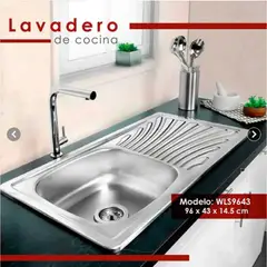 XM - LAVADERO DE COCINA CON ESCURRIDERO ACERO INOXIDABLE WLS9643A