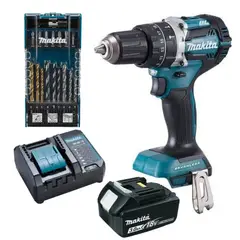 MAKITA - Taladro Percutor 1/2″ 18V BL Incluye 1 Bat y Carg DHP487F001 + 1 Set de accesorio D-74887