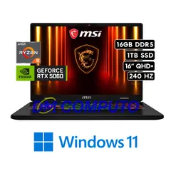 Msi - LAPTOP CROSSHAIR A16 HX D8WFKG AMD RYZEN 9 8940HX 16GB RAM 1TB SSD RTX 5060-8GB 16" QHD WIN11