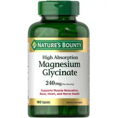 Natures Bounty - Nature’s Bounty Magnesium Glycinate 240 mg – Relajación Muscular y Sistema Nervioso – 180 cápsulas