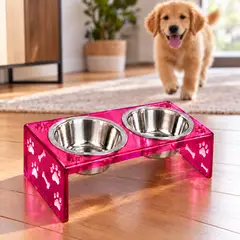 QUIMERA - Plato para mascotas Neón Morado - Comedero y bebedero de 36 × 20 cm