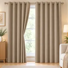 GOLDSUN - CORTINA DE LINO 100% BLACKOUT 2 PAÑOS 140*220CM