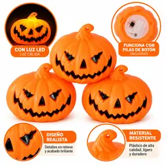 GENERICO - Mini Calabaza decorativa con luz para decoración - SET X 12 UNI