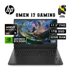 HP - LAPTOP OMEN 17-DB1002LA / AMD RYZEN AI 9 / DISCO 1TB SSD /32 GB RAM/ RTX 5060 /17.3" FHD 144HZ