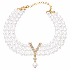 PARIS LITTLE PAWS - Collar V - Pearls - París Little Paws