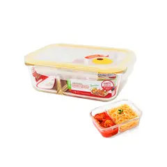 Lock & Lock - Envase Hermético Vidrio 950 ml Ovenglass Euro Rectangular con División
