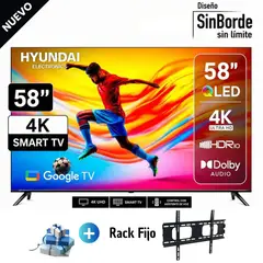 HYUNDAI - Televisor 58 4K QLED Smart Google HYLED5813QG + Rack Fijo
