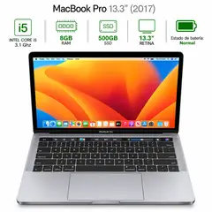 APPLE - MacBook Pro 2017 13.3" Intel Core i5 8GB RAM 500 GB SSD A1706 Gris Espacial Reacondicionado Grado A.