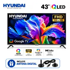 HYUNDAI - Televisor 43 QLED SMART TV FHD Google TV HYLED4326QG + Antena