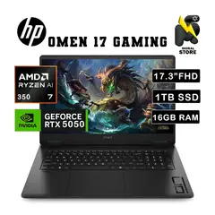 HP - LAPTOP OMEN 17-DB1001LA / AMD RYZEN AI 7 / DISCO 1TB SSD /16 GB RAM/ RTX 5050 /17.3" FHD 144HZ