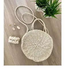 ITELSISTEM - Cartera Redonda de Paja Playera Verano Casual doble Asa Hombro y Mano