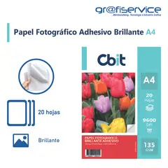GENERICO - Papel Fotográfico Adhesivo Brillante A4 CBIT 20h 135g
