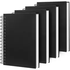GENERICO - Cuaderno A4 Ouzoustate Negro Tapa Dura 4 Pack 100gsm