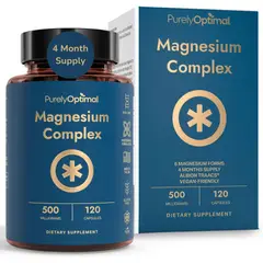 PURELY OPTIMAL - Magnesium Complex – 6 Tipos de Magnesio con Bisglicinato – 120 Cápsulas
