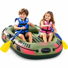 INSPIRA MARKET - Lancha Inflable Recreativa 180 x 97 cm con Remos, Bomba de Aire y Accesorios