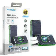 OEM - Power Bank con Carga Solar 40,000mAh Carga rápida de 65W , Carga Inalámbrica y Linterna