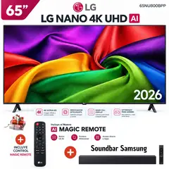 LG - Televisor LED 65 pulgadas 4K Ultra HD WebOS 65NU800BPSB + Soundbar Samsung