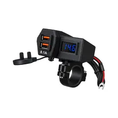 GENERICO - Cargador USB Doble para Motocicleta 8.1A con Carga Rápida QC 3.0 y Voltímetro Digital