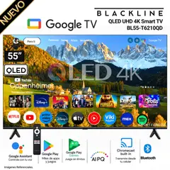BLACKLINE - Televisor QLED 55 UHD 4K Smart TV + Google TV BL55-T6210QD
