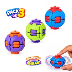 GENERICO - Pack de 3 Pelotas Spinner 360° con Luces para Niños y Adultos