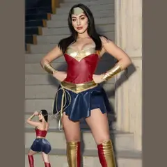 GENERICO - Disfraz Halloween Superheroína Mujer Maravilla Wonder Woman Lazo de la Verdad, Tiara y Brazaletes