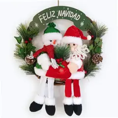 GENERICO - Corona navideña decoración navidad piña, baya, musical y luces de 48x36x3.5cm