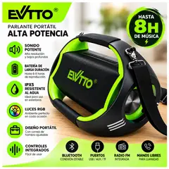 EWTTO - Parlante portátil EW-P473B 40W Bluetooth IPX5 con luces RGB y TWS