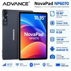 ADVANCE - Tablet NP6070 10.95" FHD IPS Octa-Core T616 8GB RAM 128GB 4G LTE Android 15
