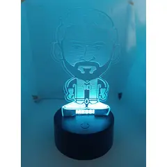 GENERICO - Lampara Acrilico Messi Funko Pop a Laser mas Base luz Led 7 colores
