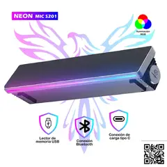 MICRONICS - PARLANTE PORTATIL NEON MIC S201 | BLUETOOTH | RGB
