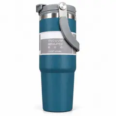 OEM - Termo Vaso Térmico 30 oz / 890 ml de Acero Inoxidable con Asa y Pajita