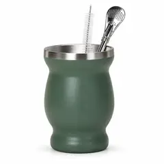 OEM - Vaso para Yerba Mate de Acero Inoxidable 304 con Bombilla 8 oz Verde