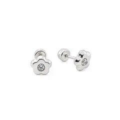 SANTORAL - Aretes Abridores Flor Brillo - Plata