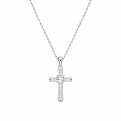 SANTORAL - Collar Cruz Brillos - Plata