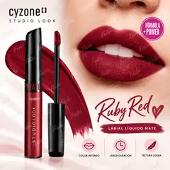 Cyzone - Labial Mate Studio Look RUBY RED Larga Duración Hidratación Color Intenso