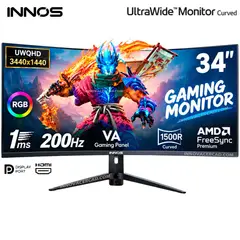 INNOVA - Monitor Curvo Gaming INNOS 34Q20G 34″ UWQHD 3440 x 1440 VA 200Hz 1ms