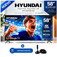 HYUNDAI - Televisor 58 Smart TV 4K UHD HYLED5812G- Modelo nuevo + Antena