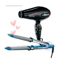 Babyliss Pro - Combo BabylissPRO Nano Titanium Alisadora Optima 3000 BNT3000TPE y Secador Portofino Negro