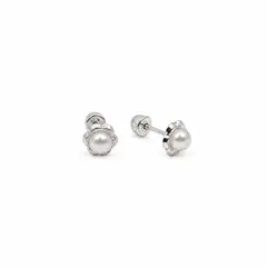 SANTORAL - Aretes Abridores Flor Perla - Plata