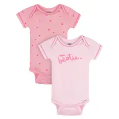 GERBER - Body Manga Corta Pack 2 Talle 69 Meses Algodon Rosa