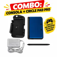 Nintendo - 3DS XL/LL Azul Reacondicionada +Circle Pad Pro + Memoria SD 64GB